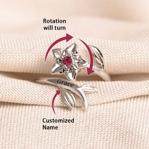 Personalized Birth Flower Fidget Spinner Ring - Mother's Day Gifts