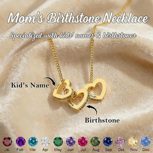 Personalized Heart Circle Birthstone Necklace with Name, Custom Birthstone Necklace, Dainty Family Gift for Her, Mothers Day Gift