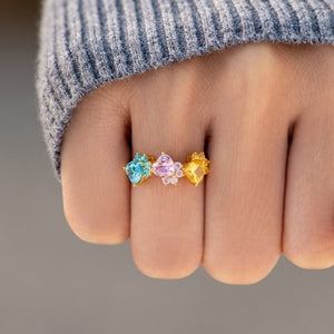 The Dogmother Dog Paws 1-5 Birthstones Ring