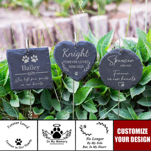 Engraved Pet Memorial Garden Stone Dog Loss - Personalized Garden Slate With Hook, Memorial Gift, Sympathy Gift