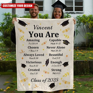 Personalized Graduation Cap Bible Chapter Soft Throw Blanket with Name and Year Home Decor Graduation Inspiring Gift for Christian Graduates