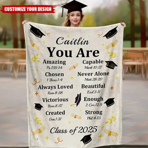 Personalized Graduation Cap Bible Chapter Soft Throw Blanket with Name and Year Home Decor Graduation Inspiring Gift for Christian Graduates
