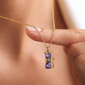 Personalized Cat Dog Bow Birthstone Necklace Dainty Jewelry Birthday Mother's Day Gift for Women Pet Lovers