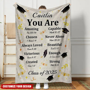 Personalized Graduation Cap Bible Chapter Soft Throw Blanket with Name and Year Home Decor Graduation Inspiring Gift for Christian Graduates