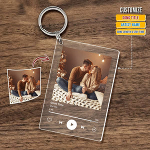Custom Photo Create Your Own Music Art Song Valentine Personalized Acrylic Keychain