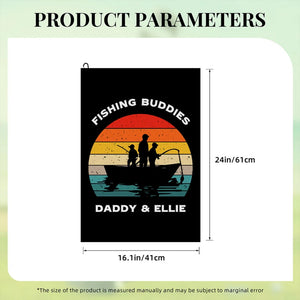 Personalized Fisherman 1-3 Kids Silhouette Soft Waffle Towel with Text and Hook Gift for Fishing Man Dad