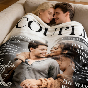 Personalized Love Story Couple Magazine Cover Blanket - Gift For Romantic Couple