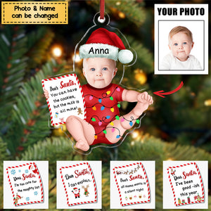 Baby Letter - Dear Santa You Can Have The Cookies Personalized Custom Acrylic Christmas Ornament Upload Photo