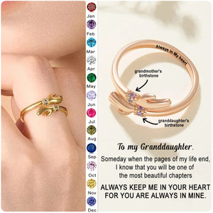 For Granddaughter - Always Keep Me In Your Heart Custom Birthstone Hug Ring