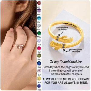 For Granddaughter - Always Keep Me In Your Heart Custom Birthstone Hug Ring
