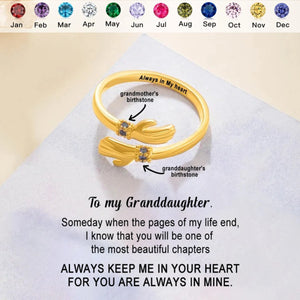 For Granddaughter - Always Keep Me In Your Heart Custom Birthstone Hug Ring