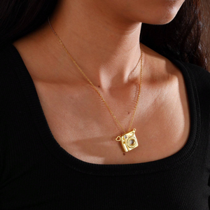 Personalized Mini Pull-Out Camera Locket Necklace with Photo