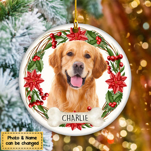 Custom Photo Dog Ceramic Ornament For Christmas