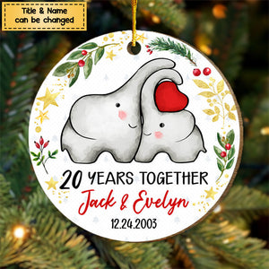 Anniversary Gift For Couple Elephant Personalized Circle Ornament