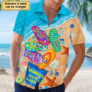 Nana's Beach Buddies Summer Flip Flop Personalized Hawaiian Shirt Perfect Gift for Grandmas Moms Aunties HTN10MAY23CT2