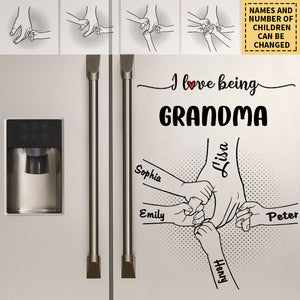 Personalized Decal/Sticker-I Love Being Grandma/Mom I Love You Sign Hand Holding With Grandkid Names For Grandma/mom