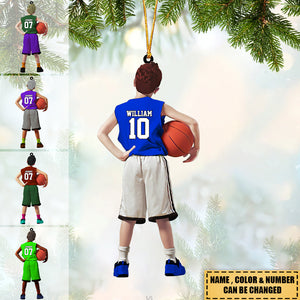 Personalized customized kids play basketball Acrylic Ornament-gift for basketball lovers
