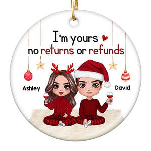 Doll Couple Sitting Christmas Gift For Him For Her Personalized Circle Ornament