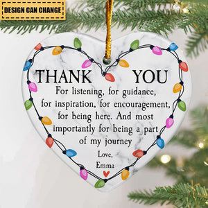 Thank You For Being A Part Of My Journey - Personalized Heart Shaped Ceramic Ornament
