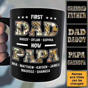 Personalized First Dad Now Papa Personalized Mug