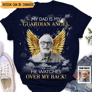 Custom Memorial Mom/ Dad T-shirt - Upload Photo - Memorial Gift Idea For Family Member - My Mom Is My Guardian Angel