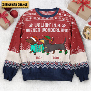 Dachshund Through The Snow - Personalized Ugly Sweater - Christmas Gift For Dog Mom, Dog Dad, Pet Lovers
