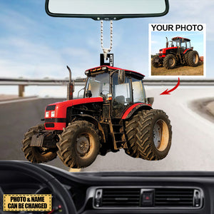 Personalized Acrylic Tractor Car Hanging Ornament - Gift For Tractor Lover/Farmer - Custom Your Photo