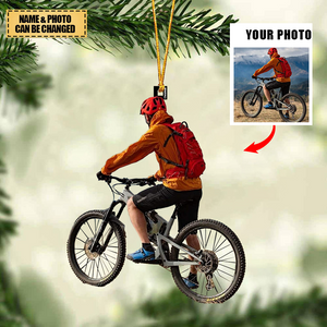 Personalized Christmas Hanging Ornament - Gift For Cyclist/Mountain biking Lovers - Custom Your Photo