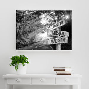 Autumn Road Multi-Names Premium Canvas Poster