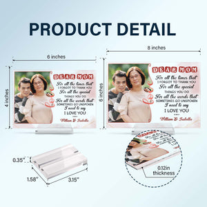 Custom Photo For All The Times I Need To Say Thank You Mom - Birthday, Loving Gift For Mother - Personalized Custom Horizontal Rectangle Acrylic Plaque