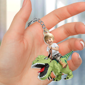 Gift For Kid, Personalized Keychain, Dinosaur Custom Image Upload Keychain
