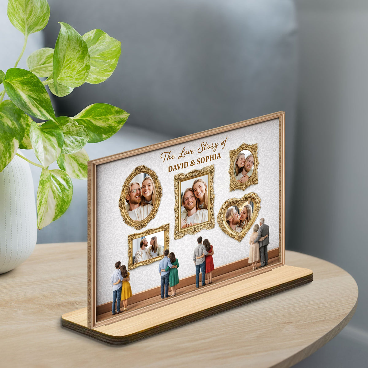 The Love Story Of Ornate Frame Plaque,Personalized Wood Plaque,Gift For Couples