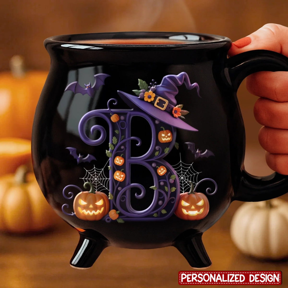 Custom 12oz Ceramic Cauldron Coffee Mug - Personalized Halloween Witchy Gifts For Besties, Sisters, BFF, Family, Yourself - Brew And Boo