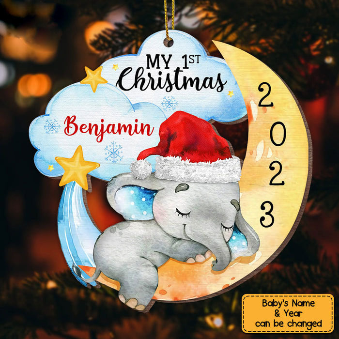 Personalized Elephant Baby First Christmas Ornament