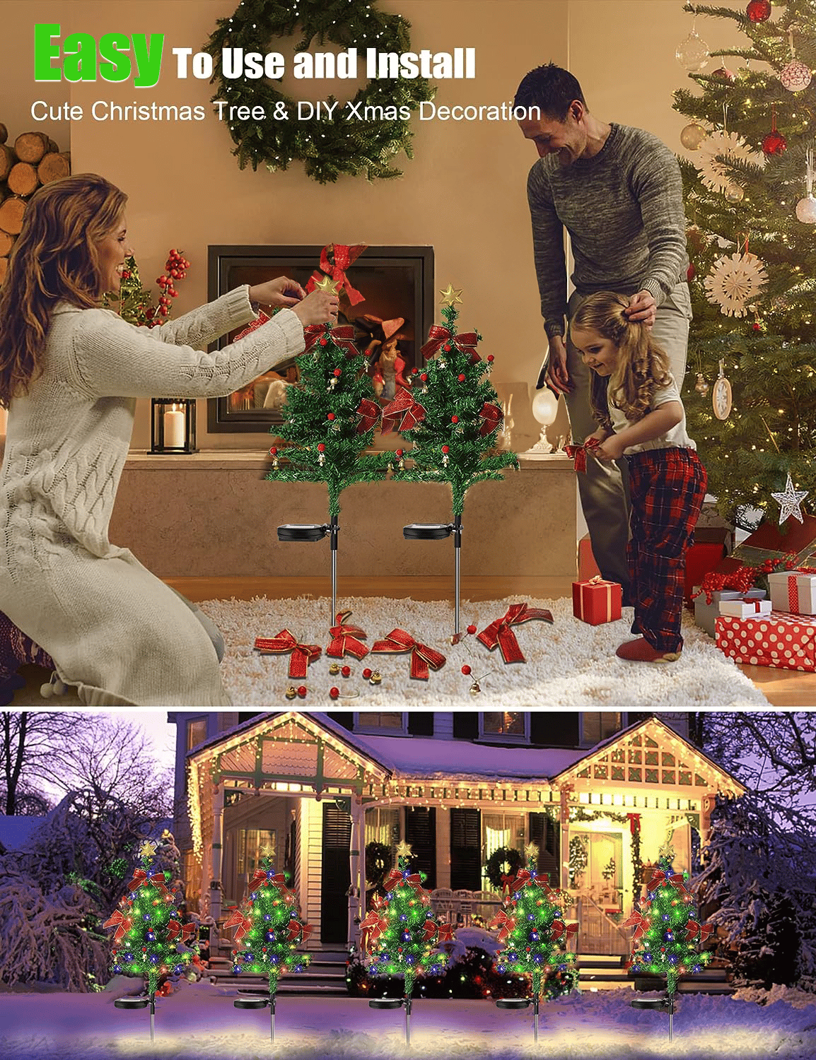 Solar Christmas Trees Lights Outdoor Decoration Waterproof