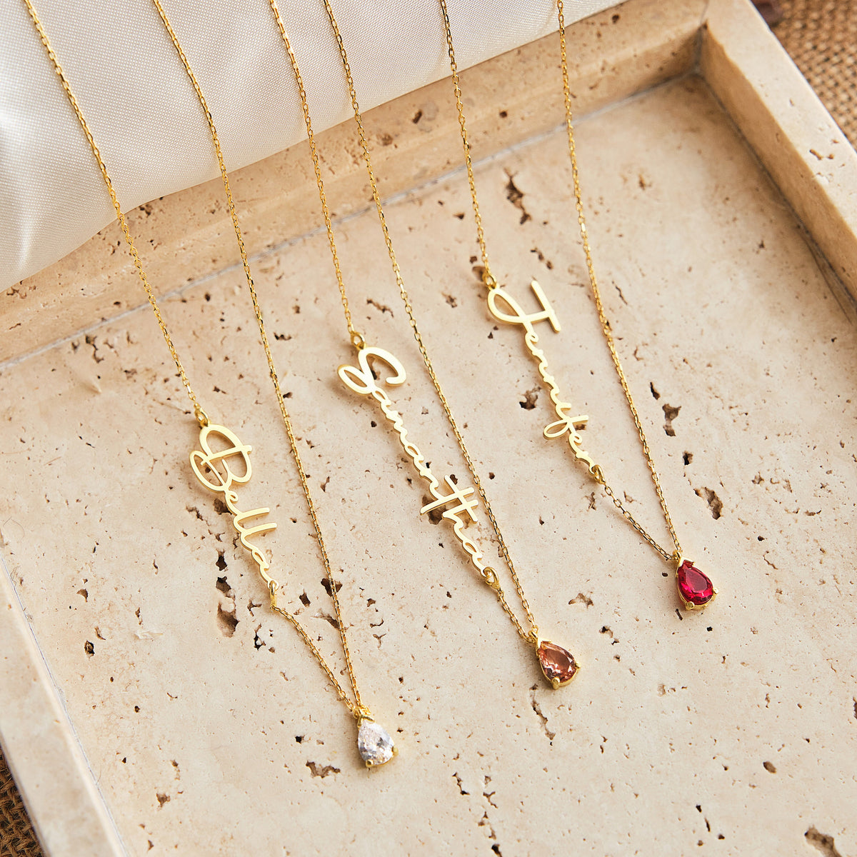 Personalized Handmade Birthstone Name Necklace, Gift For Her