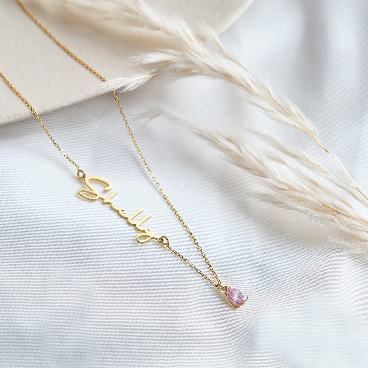 Personalized Handmade Birthstone Name Necklace, Gift For Her