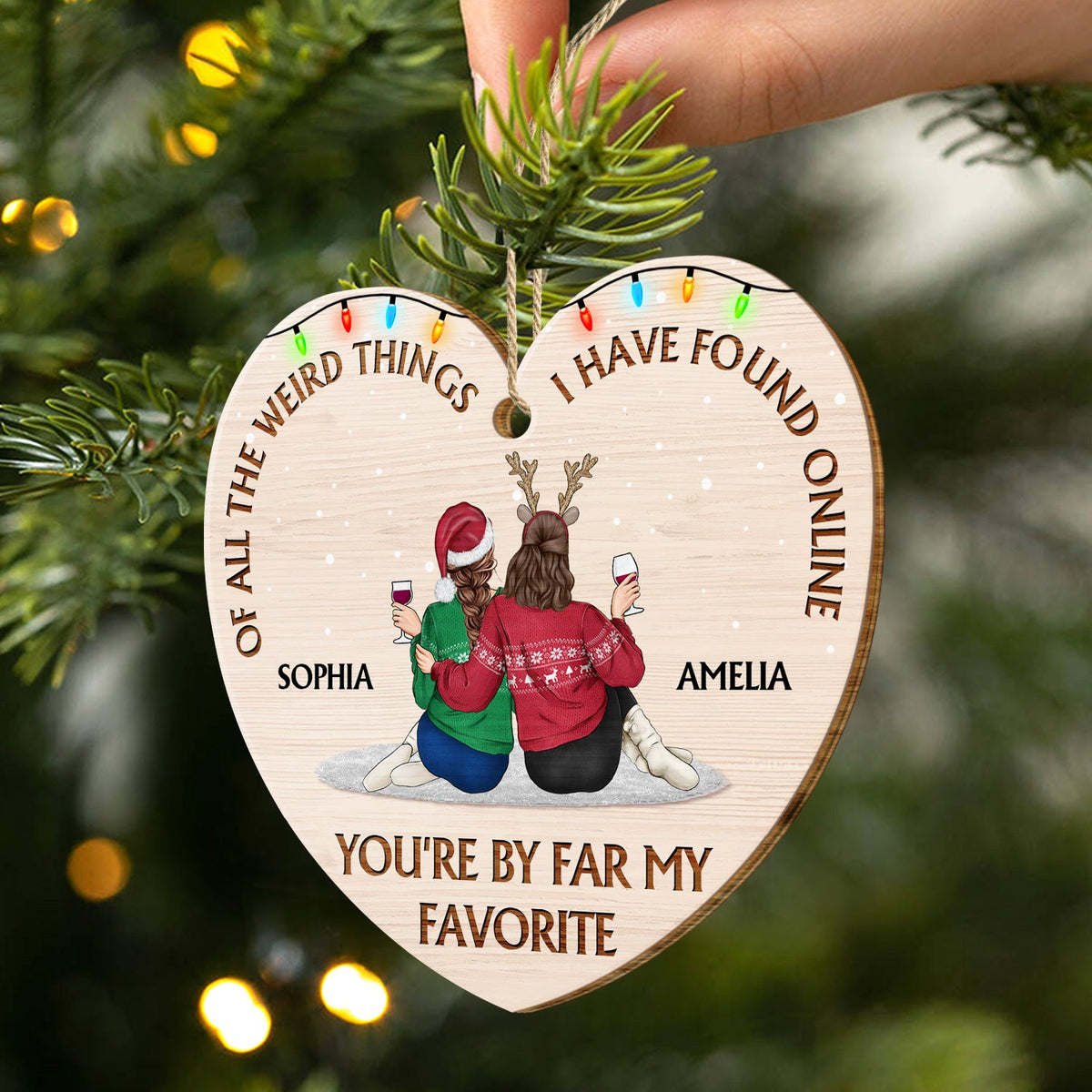 2024 New Release - Wish You A Wonderful Christmas - Couple Personalized Custom Ornament - Wood Custom Heart Shaped - Christmas Gift For For Husband Wife, Anniversary