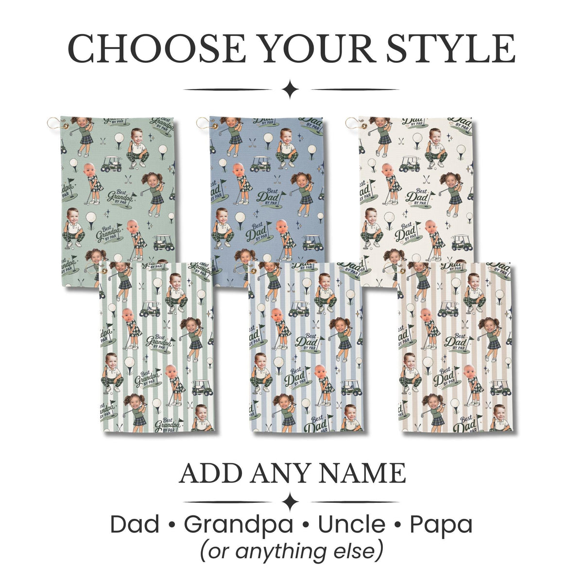Personalized Golf Towel, Custom Photo Dad Gift from Kids, Father's Day Golfing Keepsake