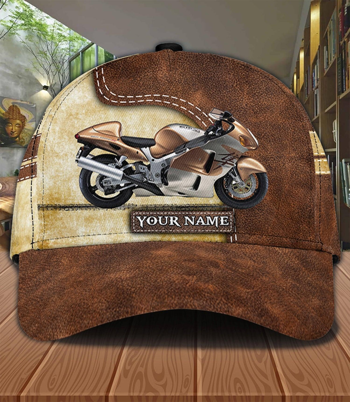Brown Color Motorcyle Personalized Classic Cap, Personalized Gift for Motorcycle Lovers, Motorcycle Riders