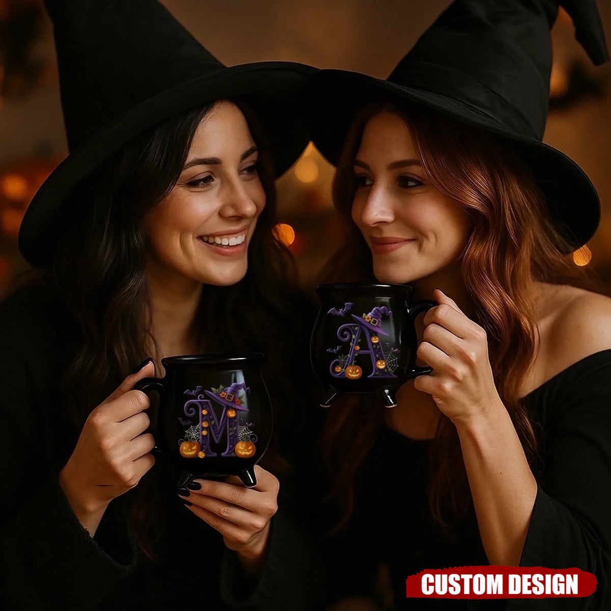 Custom 12oz Ceramic Cauldron Coffee Mug - Personalized Halloween Witchy Gifts For Besties, Sisters, BFF, Family, Yourself - Brew And Boo