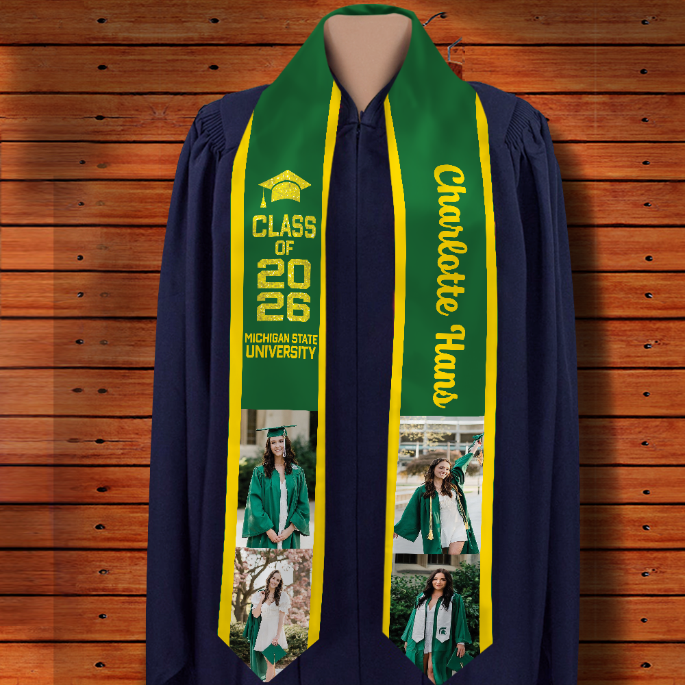 Custom Photo Graduation Stoles Personalized Class of 2026 Sash