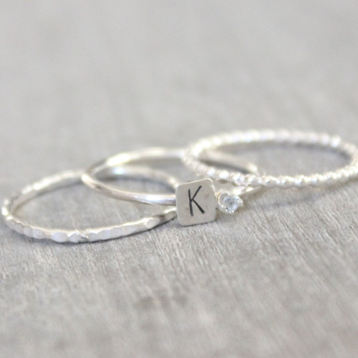 Personalized Birthstone Ring with Initials Ring