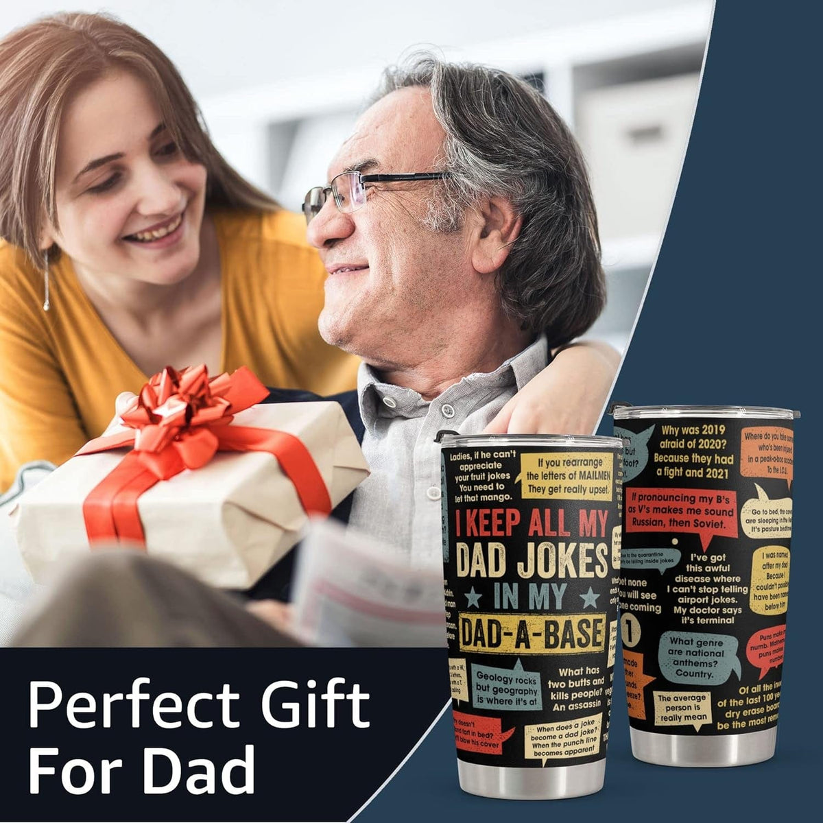 Gift for Dad - Stainless Steel Tumbler 20Oz - Dad Joke Birthday Gift for Dad Men Gift - Fathers Day Gift