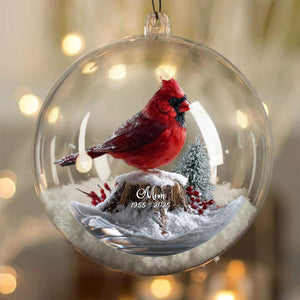 Cardinals Appear When Angels Are Near - Personalized Memorial Snow Globe Ornament With Bow