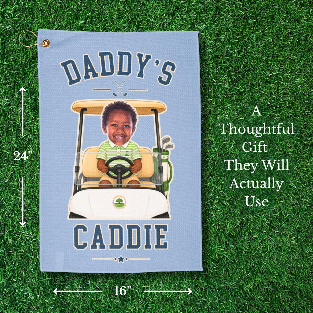 Personalized Dad Golf Towel, Papa's Caddies Golf Gift from Kids, Custom Photo Faces for Grandfather