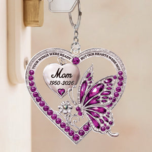 Personalized Your Wings Were Ready Acrylic Keychain - Memorial Gifts for Loss of Mom/Dad