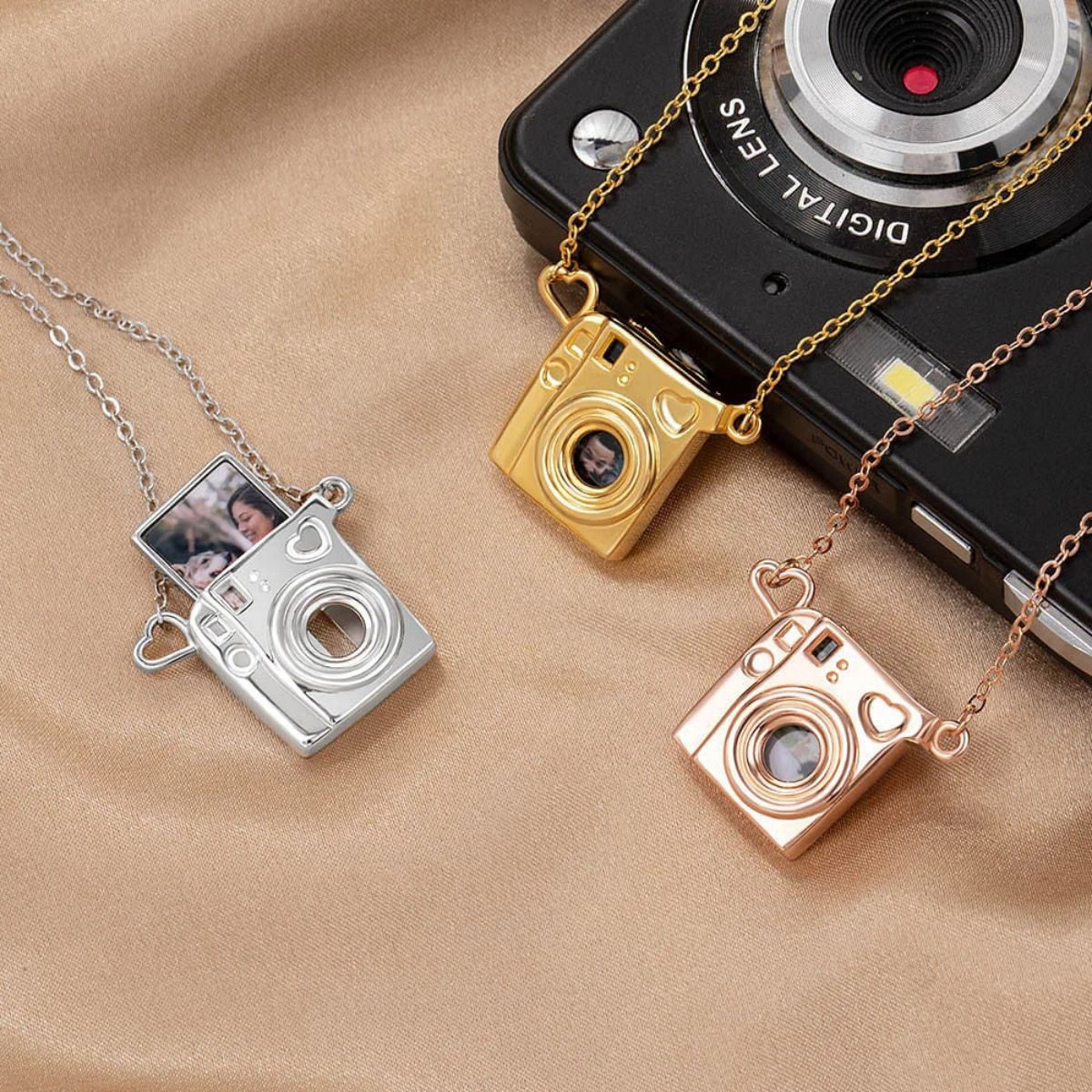 Personalized Mini Pull-Out Camera Locket Necklace with Photo