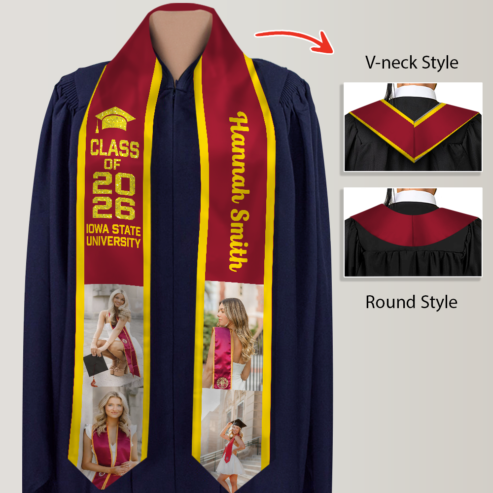 Custom Photo Graduation Stoles Personalized Class of 2026 Sash