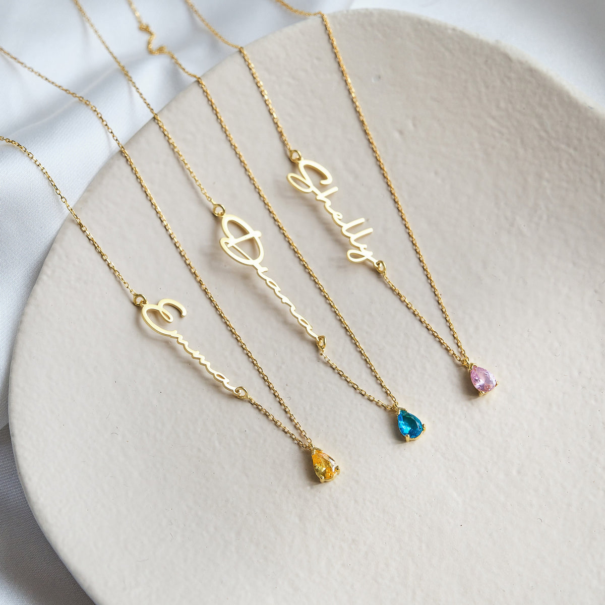 Personalized Handmade Birthstone Name Necklace, Gift For Her